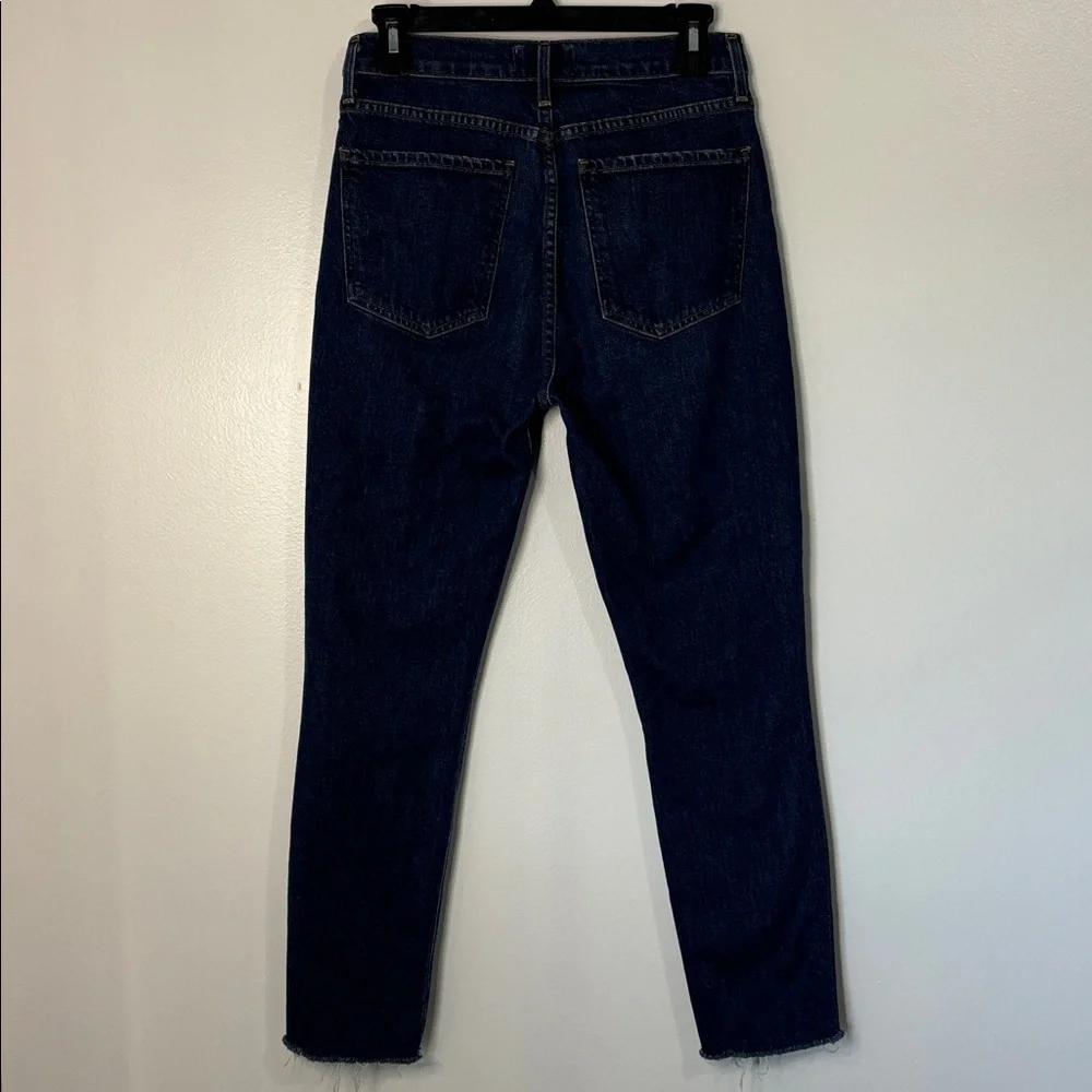 Agolde Button Fly Nico High Rise Slim Fit Deep Indigo Ankle Jeans Size 27